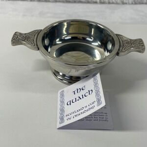 The Quaich Company Scotland Cup of Friendship Pewter Celtic Knot Bowl Lug Handle
